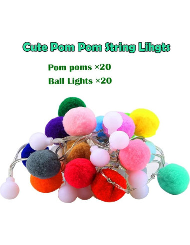 Luces de Hadas con Pom Poms ChiRee - 2 Metros, 20 LED