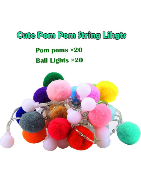 Luces de Hadas con Pom Poms ChiRee - 2 Metros, 20 LED
