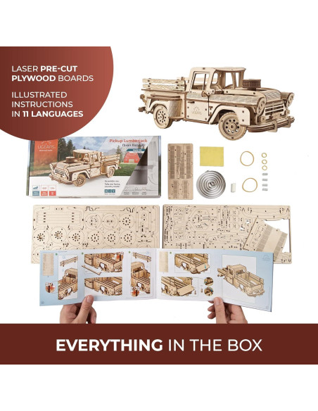 Puzzle 3D de Madera UGEARS Pickup Leñador Chevrolet 3100 - 460 Pcs