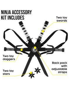 Accesorios de disfraz de ninja Morph con espadas y mochila 2