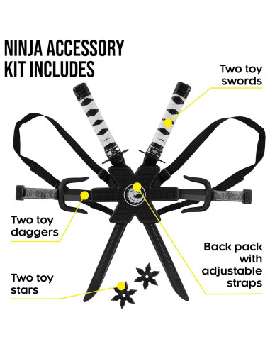Accesorios de disfraz de ninja Morph con espadas y mochila