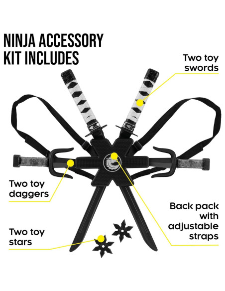 Accesorios de disfraz de ninja Morph con espadas y mochila