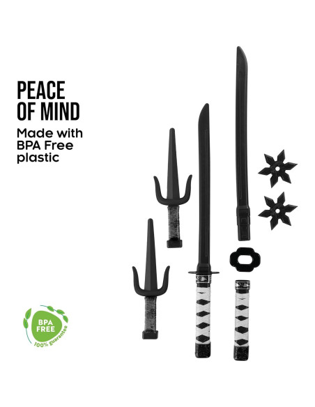 Accesorios de disfraz de ninja Morph con espadas y mochila