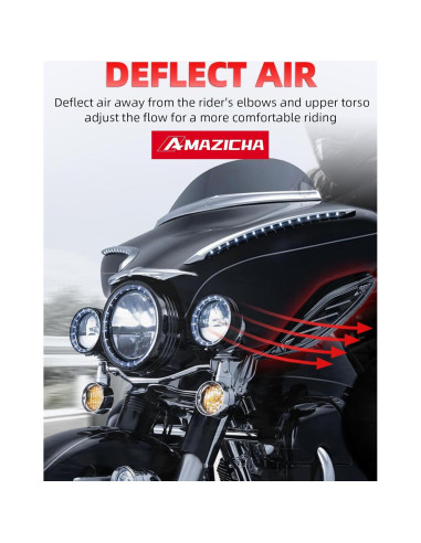 Kit Deflectores de Aire Ajustables Negros Amazicha para Harley 1996-2013