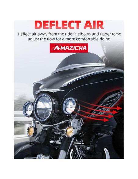 Kit Deflectores de Aire Ajustables Negros Amazicha para Harley 1996-2013