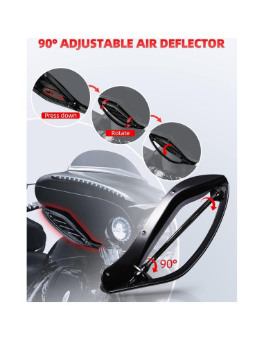 Kit Deflectores de Aire Ajustables Negros Amazicha para Harley 1996-2013