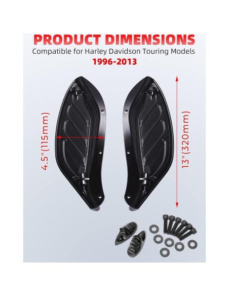 Kit Deflectores de Aire Ajustables Negros Amazicha para Harley 1996-2013