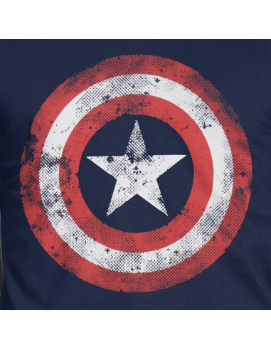 Camiseta Capitán América Marvel Hombres Algodón Azul