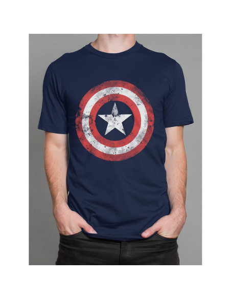 Camiseta Capitán América Marvel Hombres Algodón Azul