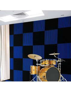 Paquete de 52 paneles de espuma acústica negra y azul 2.54 cm 2