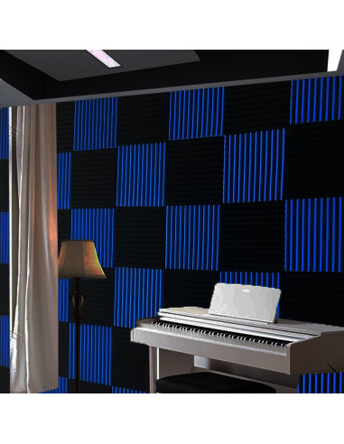 Paquete de 52 paneles de espuma acústica negra y azul 2.54 cm