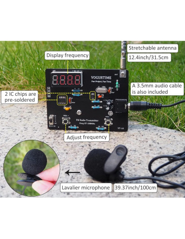 Kit Transmisor de Radio FM VOGURTIME FMT-VT10 con Micrófono
