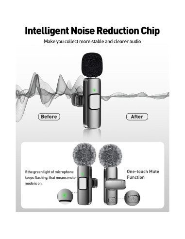 Micrófono Lavalier Inalámbrico PoP Voice USB-C 12H 19.81m