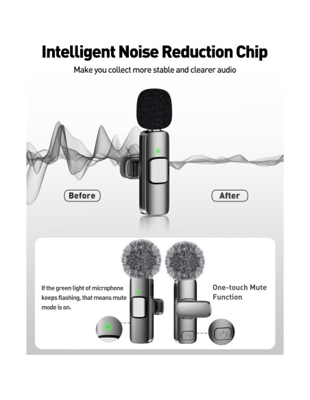 Micrófono Lavalier Inalámbrico PoP Voice USB-C 12H 19.81m