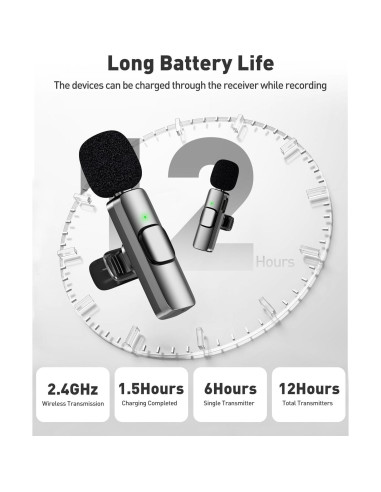 Micrófono Lavalier Inalámbrico PoP Voice USB-C 12H 19.81m