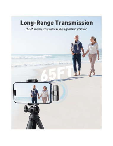 Micrófono Lavalier Inalámbrico PoP Voice USB-C 12H 19.81m