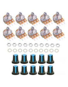 Kit 10 Potenciómetros WH148 10K con Perillas Azules