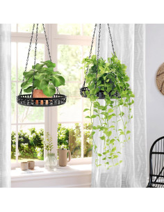 Soporte para Plantas Colgante PIKAMAO 2 Piezas Metal Negro 2