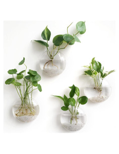 Macetero Colgante de Vidrio Mkono, Conjunto de 4, 13 cm