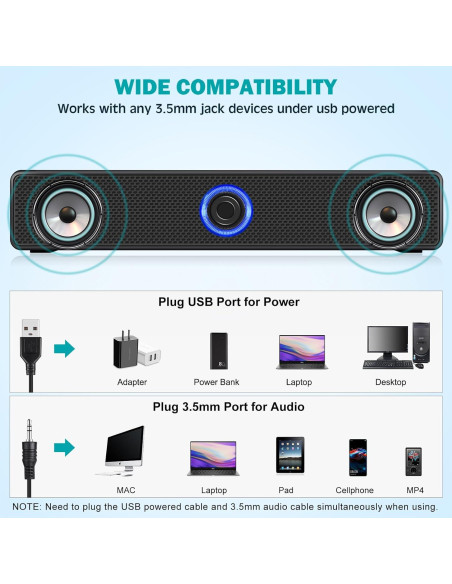 Altavoces de computadora TAOTOSUNE TTS004 USB 6W 2.0 Estéreo