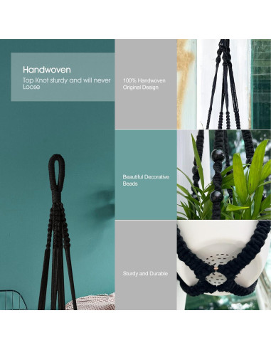 Colgador de Macramé RIFNY para Macetas 5-10 Pulgadas Negro