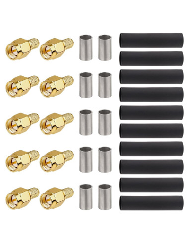 Conector Crimp SMA Macho 10 Piezas para Cable Coaxial RG58 RG142