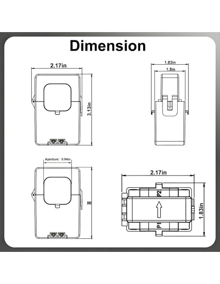 Transformador de Corriente Dividido Elenzk 200A 24mm Precisión 1.0