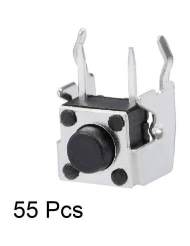 Interruptor Táctil Momentáneo uxcell 55 Pcs 6x6x5mm PCB