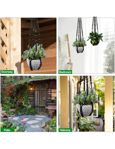 Colgador de Macramé RIFNY para Macetas 5-10 Pulgadas Negro