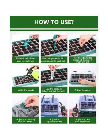 Kit de Inicio de Semillas Joyhalo 40 Celdas con Luz y Calefacción