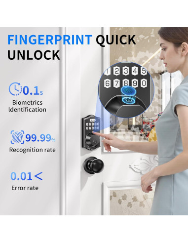 Cerradura Inteligente Biométrica AQVGJQ 6K6 Control por App