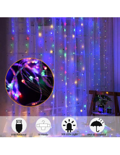 Luces de Cuerda Multicolor ILUMINACIÓN DEL HOGAR 300 LED USB 2