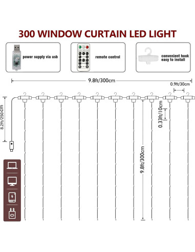 Luces de Cuerda Multicolor ILUMINACIÓN DEL HOGAR 300 LED USB