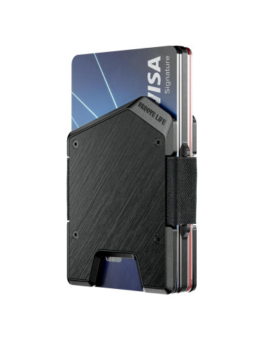 Billetera Groove Life Stealth Negra Minimalista con Bandeja Oculta