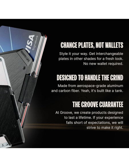 Billetera Groove Life Stealth Negra Minimalista con Bandeja Oculta