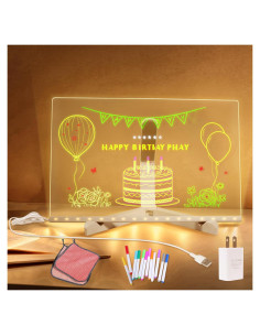 Tablero de Notas LED Soobeeke 30x20 cm Acrílico Iluminado