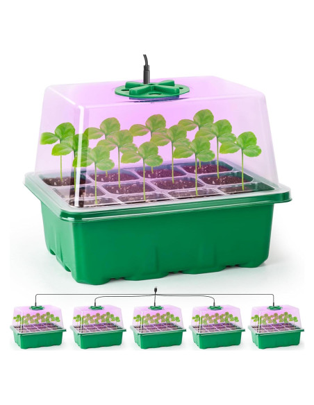 Kit de Inicio de Semillas Bonviee con Luz LED y Domos Ajustables