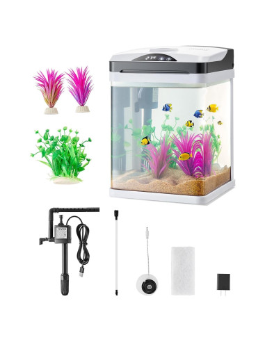 Acuario VEVOR 7.57L con LED y Autolimpieza para Peces