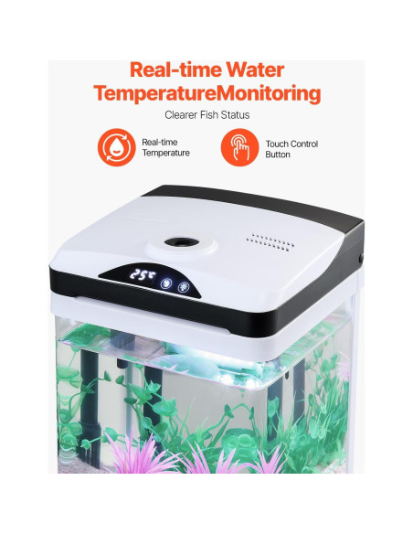 Acuario VEVOR 7.57L con LED y Autolimpieza para Peces