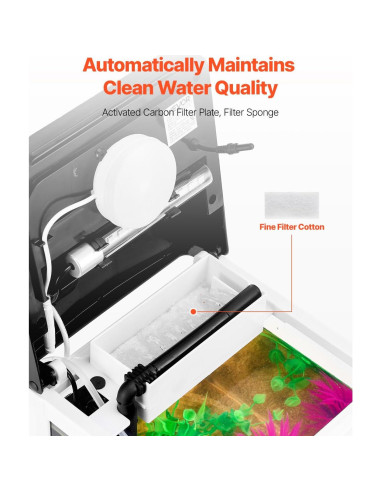 Acuario VEVOR 7.57L con LED y Autolimpieza para Peces