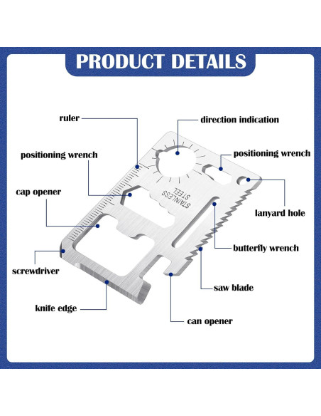 12 Herramientas Multitool Tarjeta de Crédito Yaocom 11 en 1