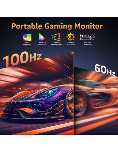Monitor Portátil 18.5" Kksmart FHD 1080P 100Hz USB-C HDMI