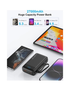 Banco de Energía 27000mAh Dongguan con Cable USB-C y LED 2