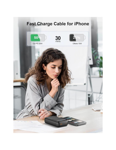 Banco de Energía 27000mAh Dongguan con Cable USB-C y LED