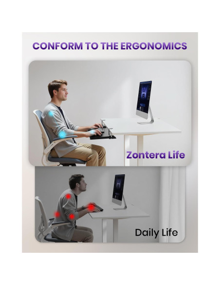 Bandeja de Teclado Ergonómica Zontera Grande Negra 65x30 cm