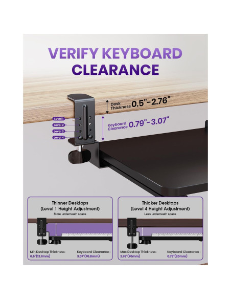 Bandeja de Teclado Ergonómica Zontera Grande Negra 65x30 cm