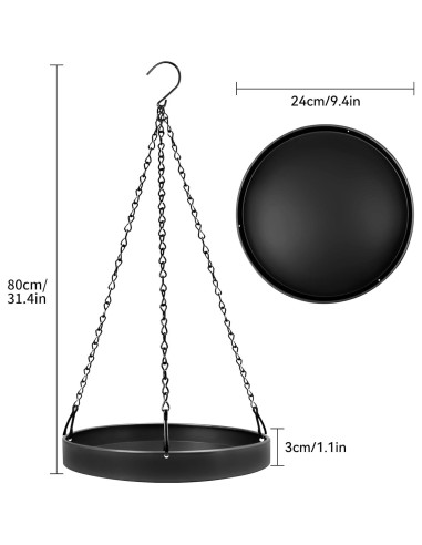 Colgador de Plantas PIKAMAO Negro, 2 Piezas, Metal, 24 cm