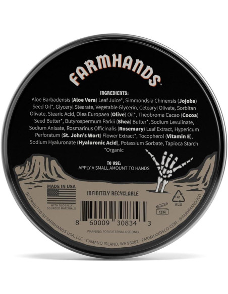 Crema de Manos Natural Farmhands 56.7g - Sin Fragancia, Rápida Absorción