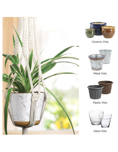 Colgador de Macramé MIPON para Plantas - 3 Tamaños, Marfil