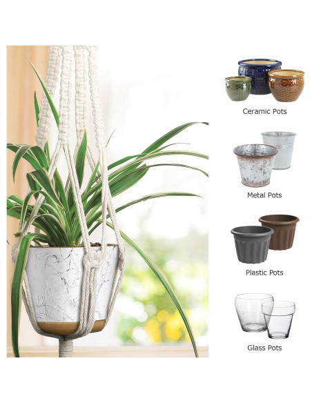 Colgador de Macramé MIPON para Plantas - 3 Tamaños, Marfil